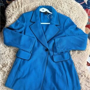 St. John Blue Trench Coat Classic Tailored Design